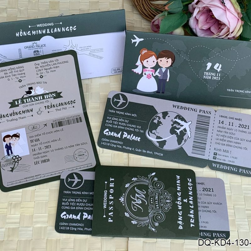 Thiệp Passport KD4-130 Xanh Rêu
