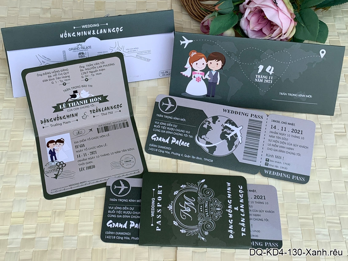 An Hieu Wedding Mẫu thiệp cưới passport  chuyến bay đến hạnh phúc 