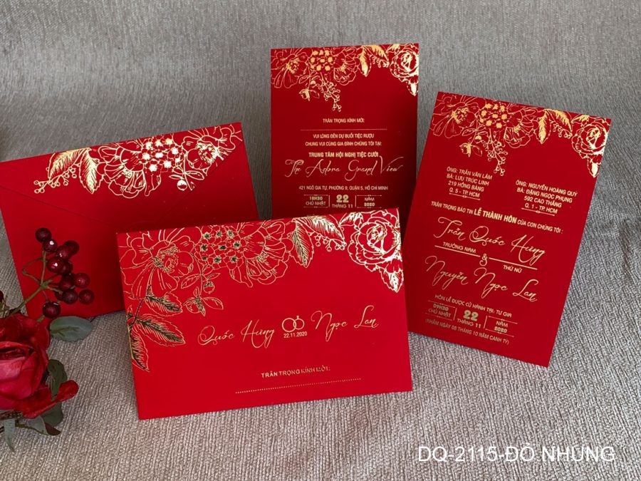 Thiệp Cưới DQ- 2115 Đỏ Nhung