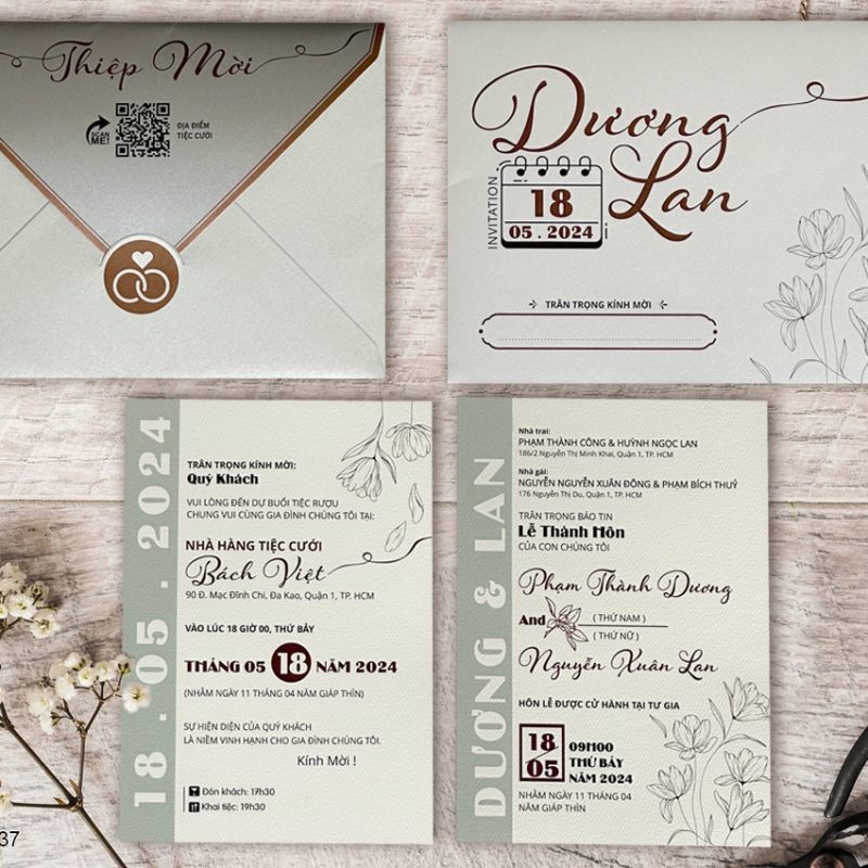 Thiệp Cưới KT-237 Xám Bạc