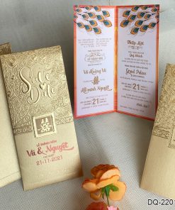 Thiệp Cưới DQ-2201 Vàng Gold