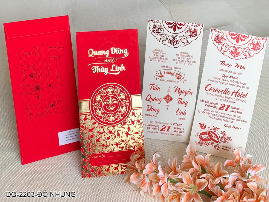 Thiệp Cưới DQ-2203 Đỏ Nhung