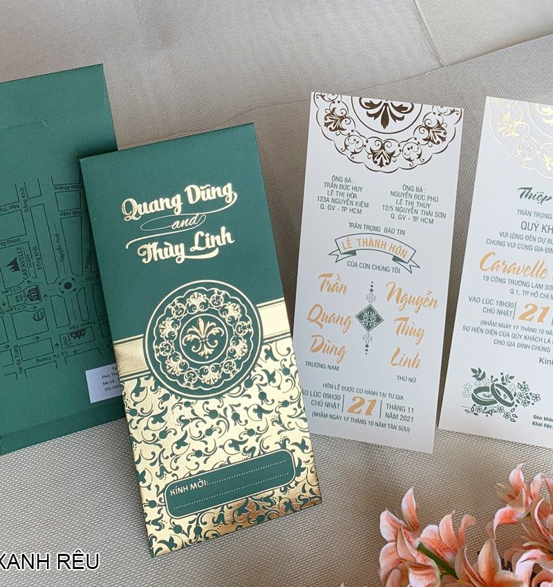 Thiệp Cưới DQ-2203 Xanh rêu