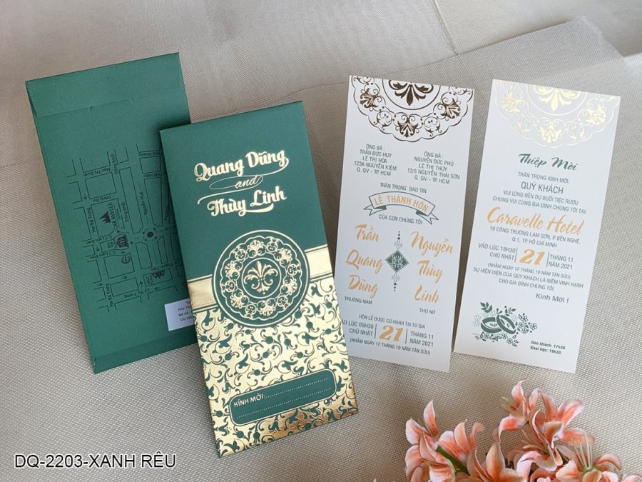 Thiệp Cưới DQ-2203 Xanh rêu