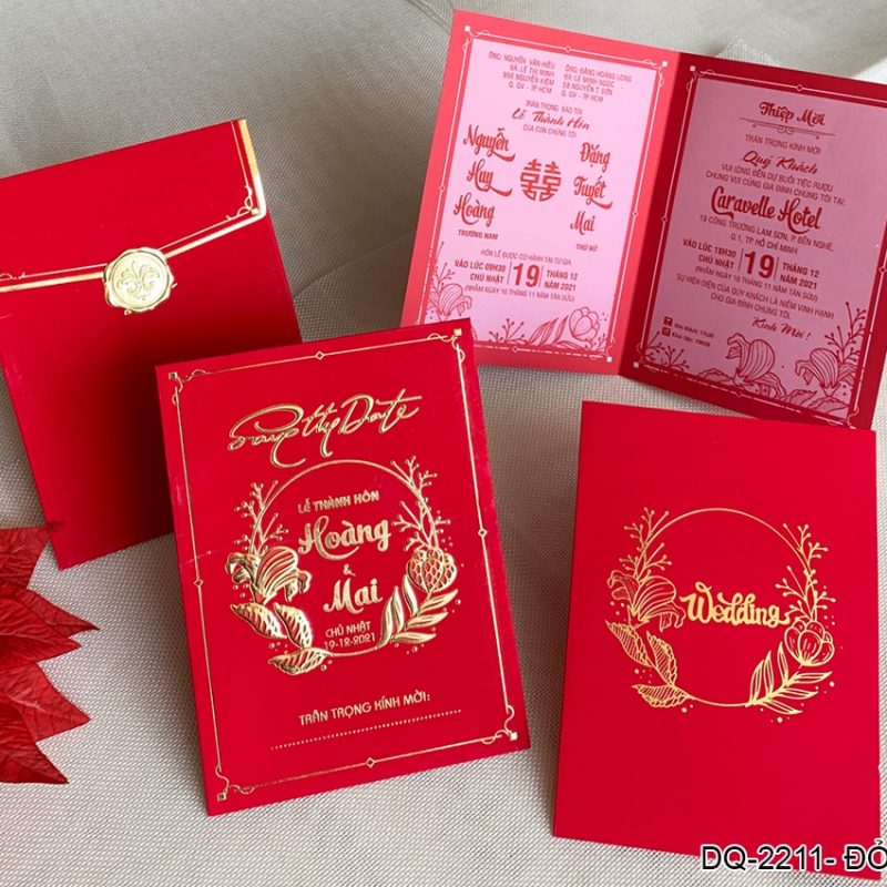 Thiệp Cưới DQ-2211 Đỏ Nhung