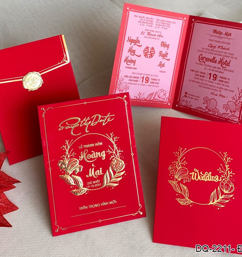 Thiệp Cưới DQ-2211 Đỏ Nhung