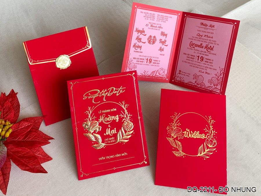 Thiệp Cưới DQ-2211 Đỏ Nhung