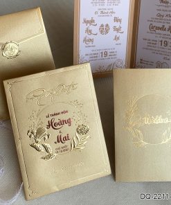 Thiệp Cưới DQ-2211 Vàng Gold