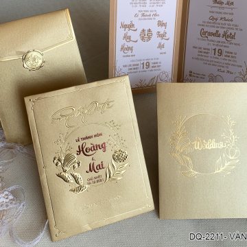 Thiệp Cưới DQ-2211 Vàng Gold
