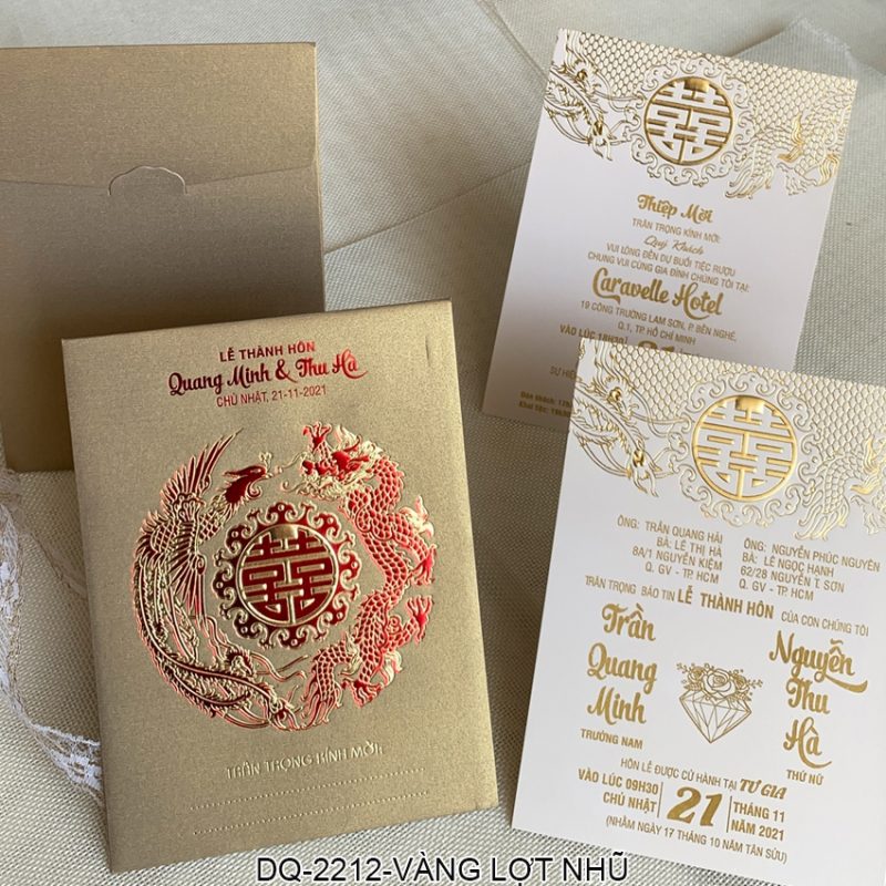 Thiệp Cưới DQ-2212 Vàng Lợt