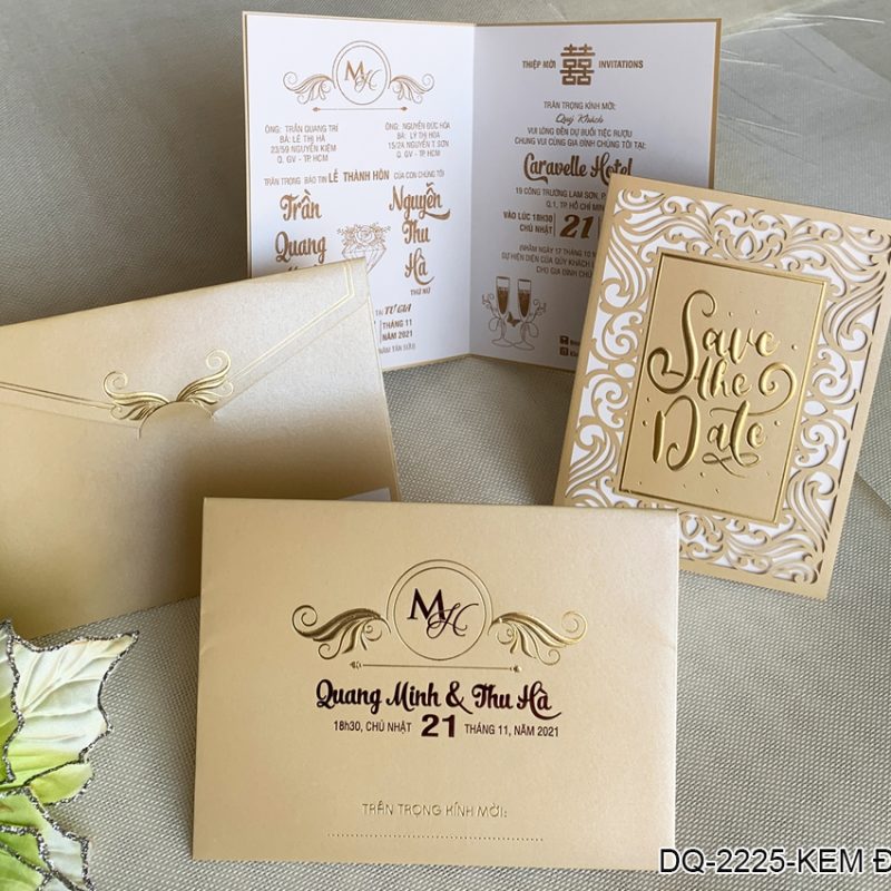 Thiệp Cưới DQ-2225 Kem
