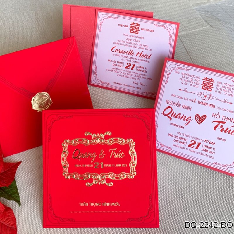 Thiệp Cưới DQ-2242 Đỏ Nhung