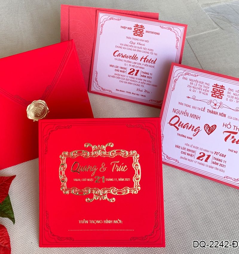 Thiệp Cưới DQ-2242 Đỏ Nhung