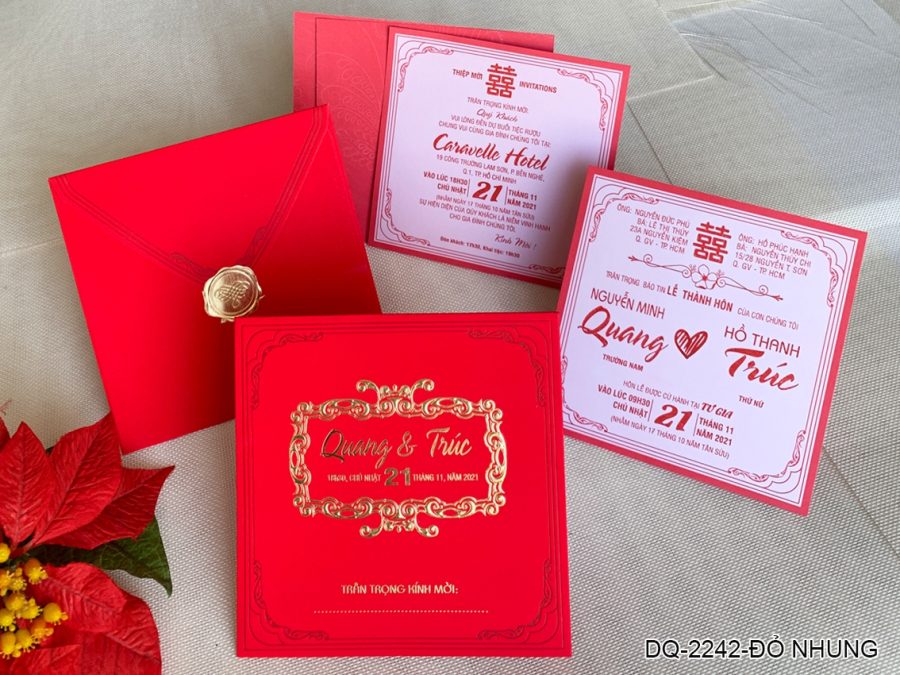 Thiệp Cưới DQ-2242 Đỏ Nhung