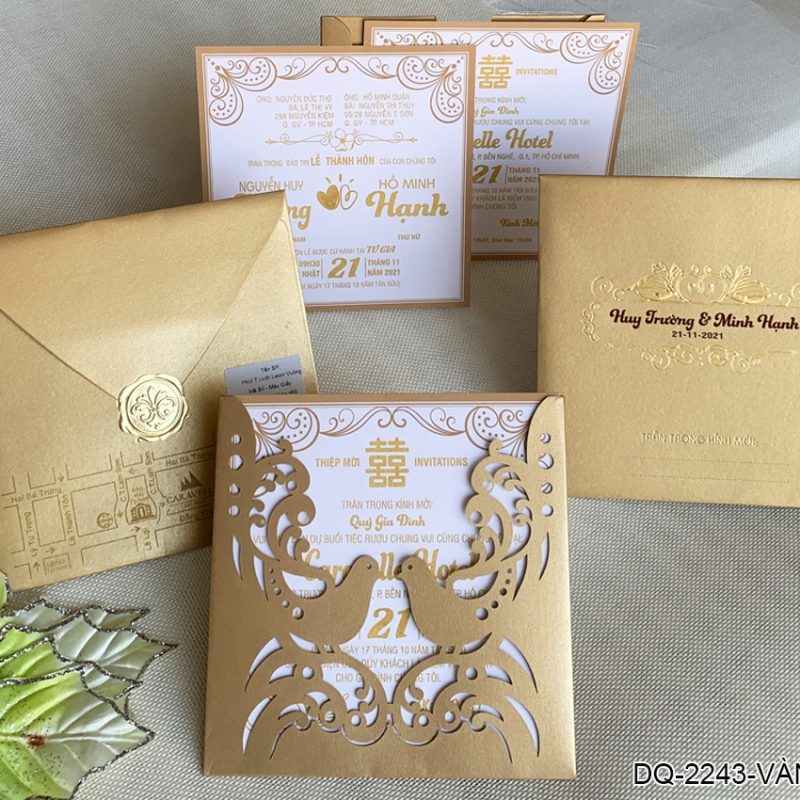 Thiệp Cưới DQ-2243 Vàng Nhũ