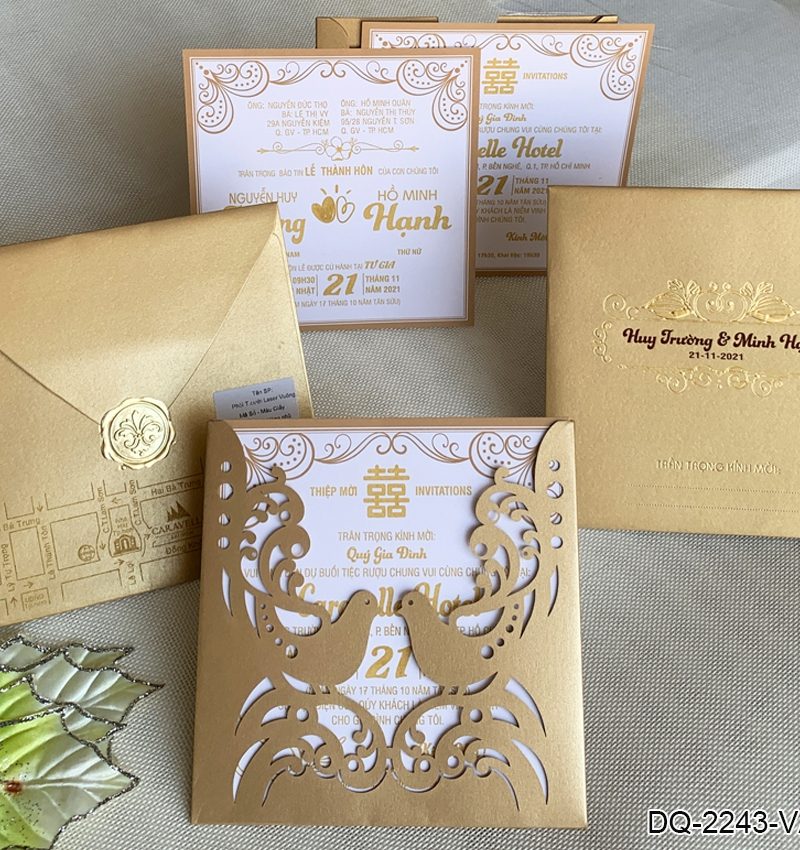 Thiệp Cưới DQ-2243 Vàng Nhũ