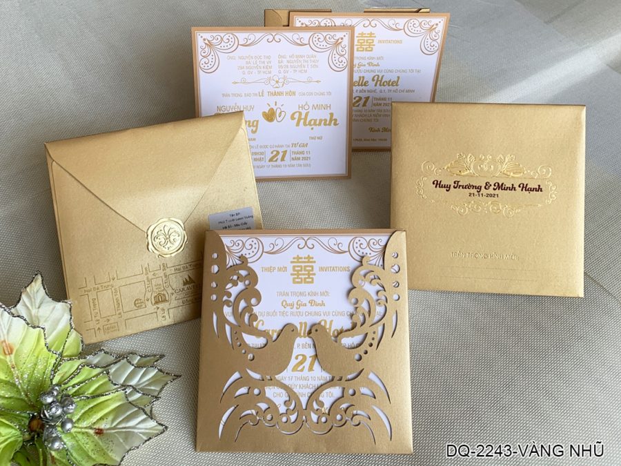 Thiệp Cưới DQ-2243 Vàng Nhũ