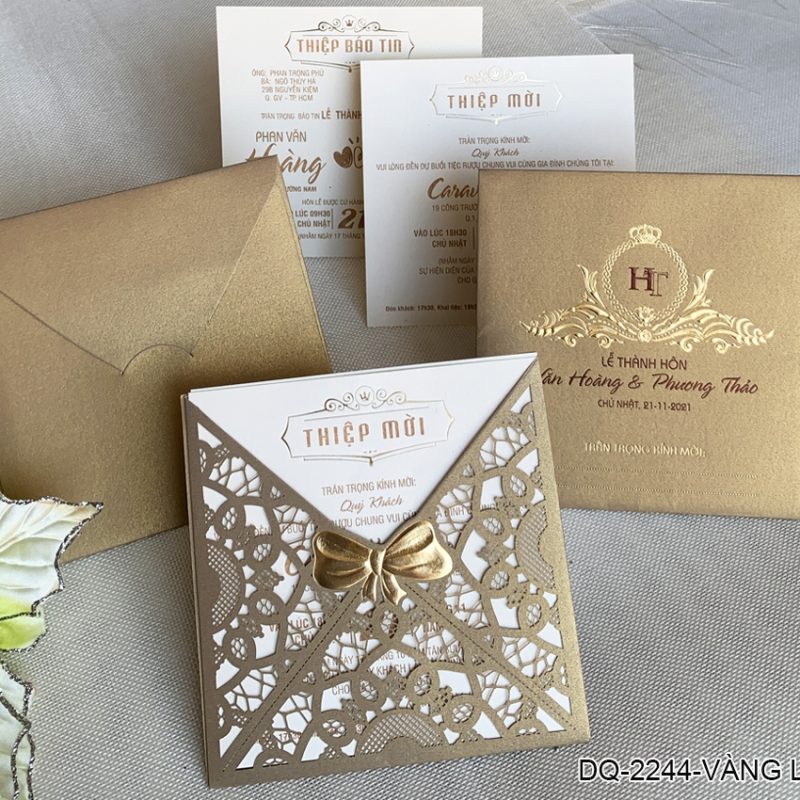 Thiệp Cưới DQ-2244 Vàng Nhũ