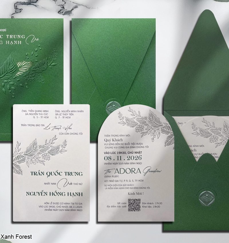 Thiệp Cưới 25VIP08MT Xanh